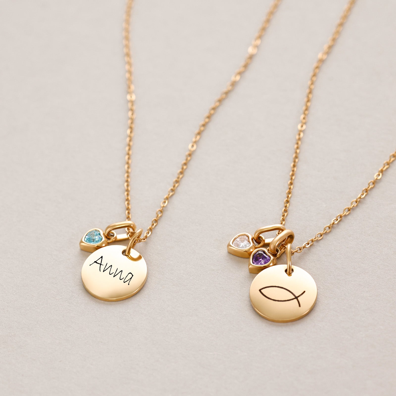 Personalized Shiny Name Necklace with Heart Birthstone