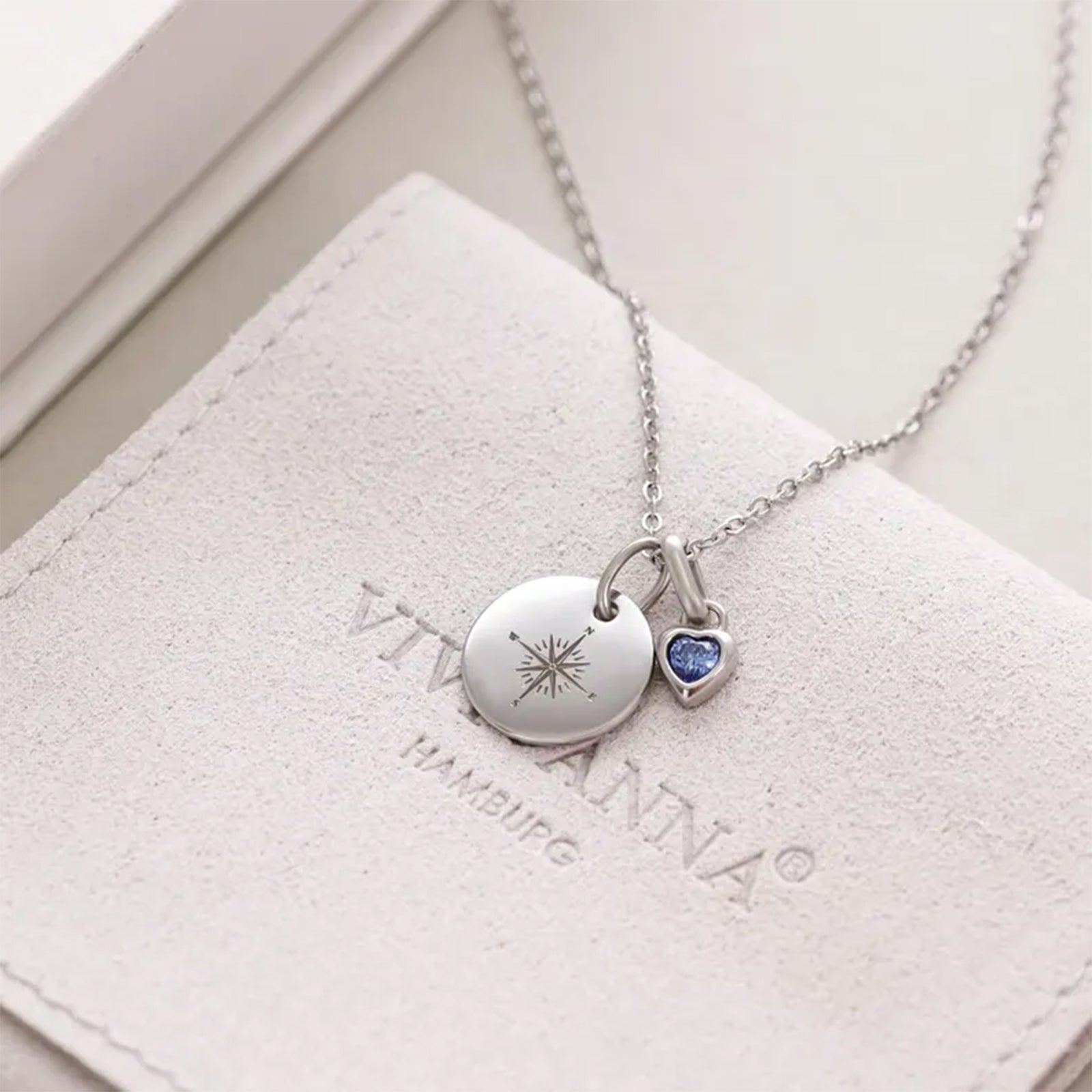 Personalized Shiny Name Necklace with Heart Birthstone