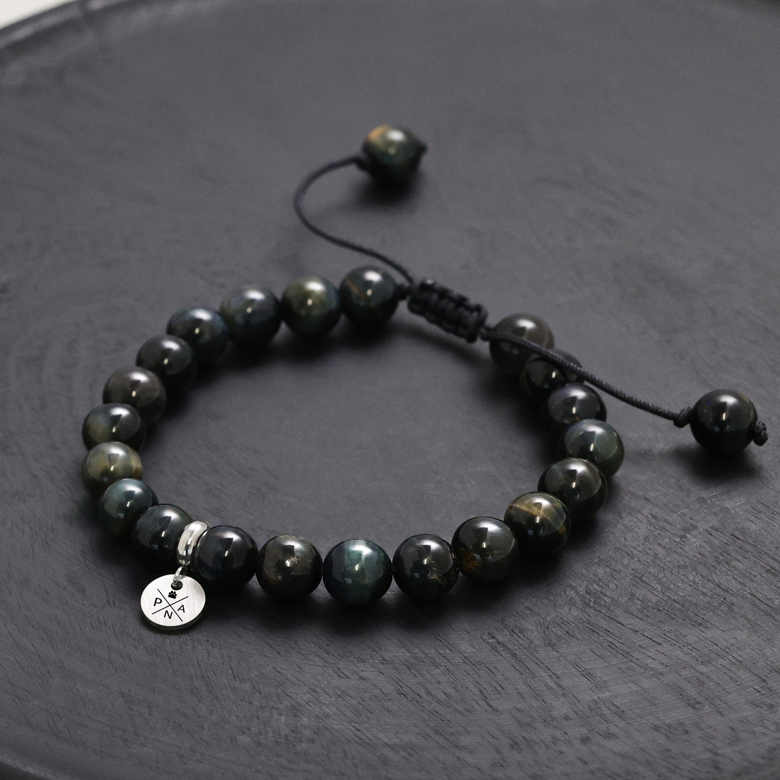 Edelstein Armband aus Regenbogen-Obsidian - Personalisiertes Armband -Energie Armband - Schutz Und Heilung Schmuck - Edelstahl - AS002O - VIVIANNASCHMUCK