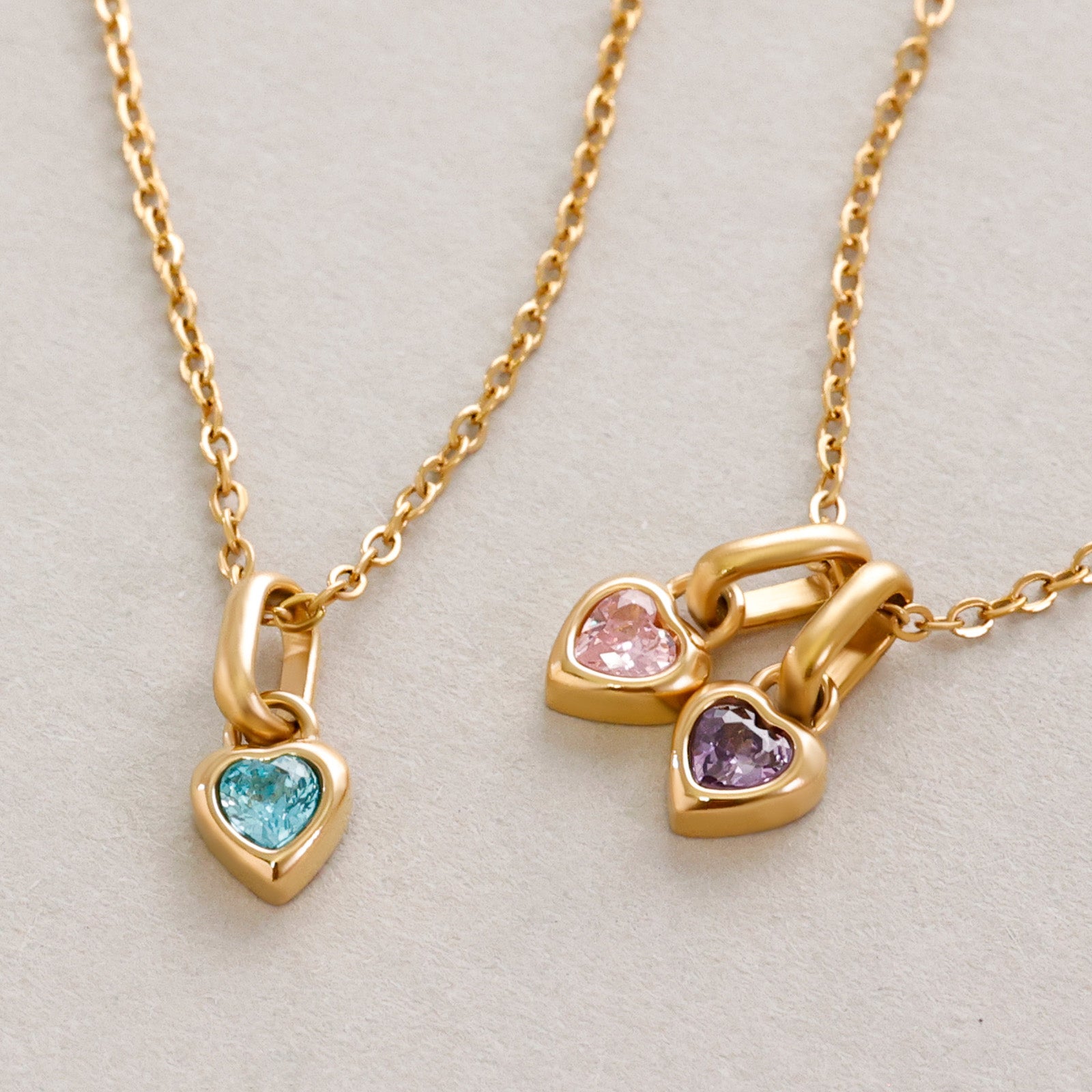 heart zirconia birthstone necklace