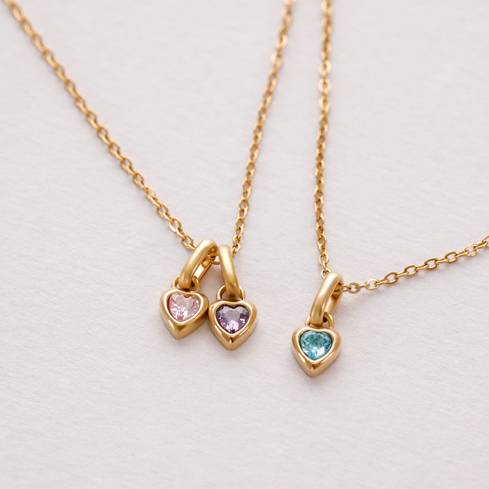 heart zirconia birthstone necklace