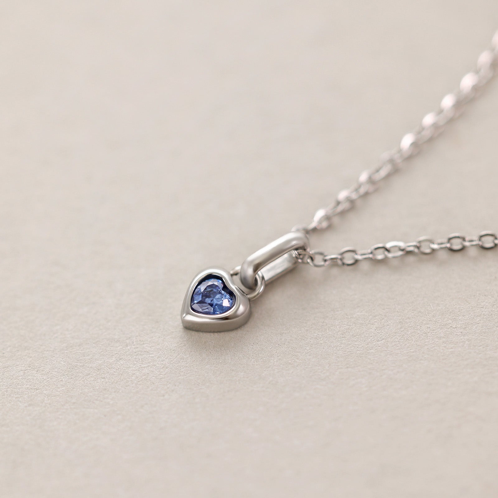 heart zirconia birthstone necklace