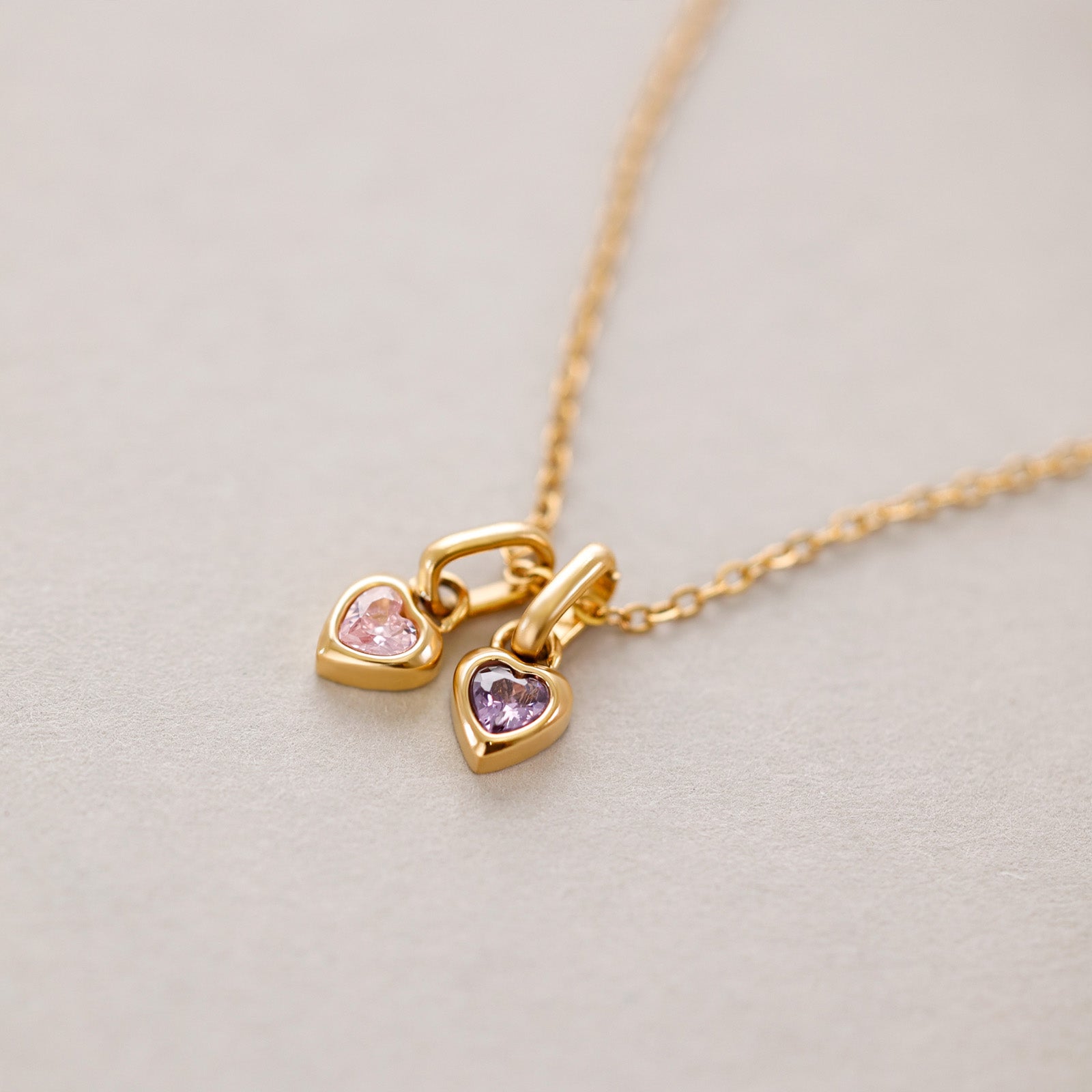 heart zirconia birthstone necklace