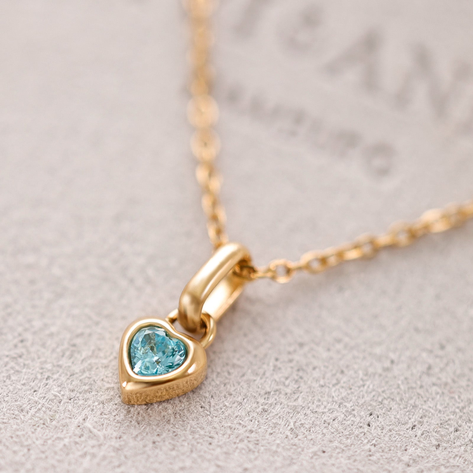 heart zirconia birthstone necklace