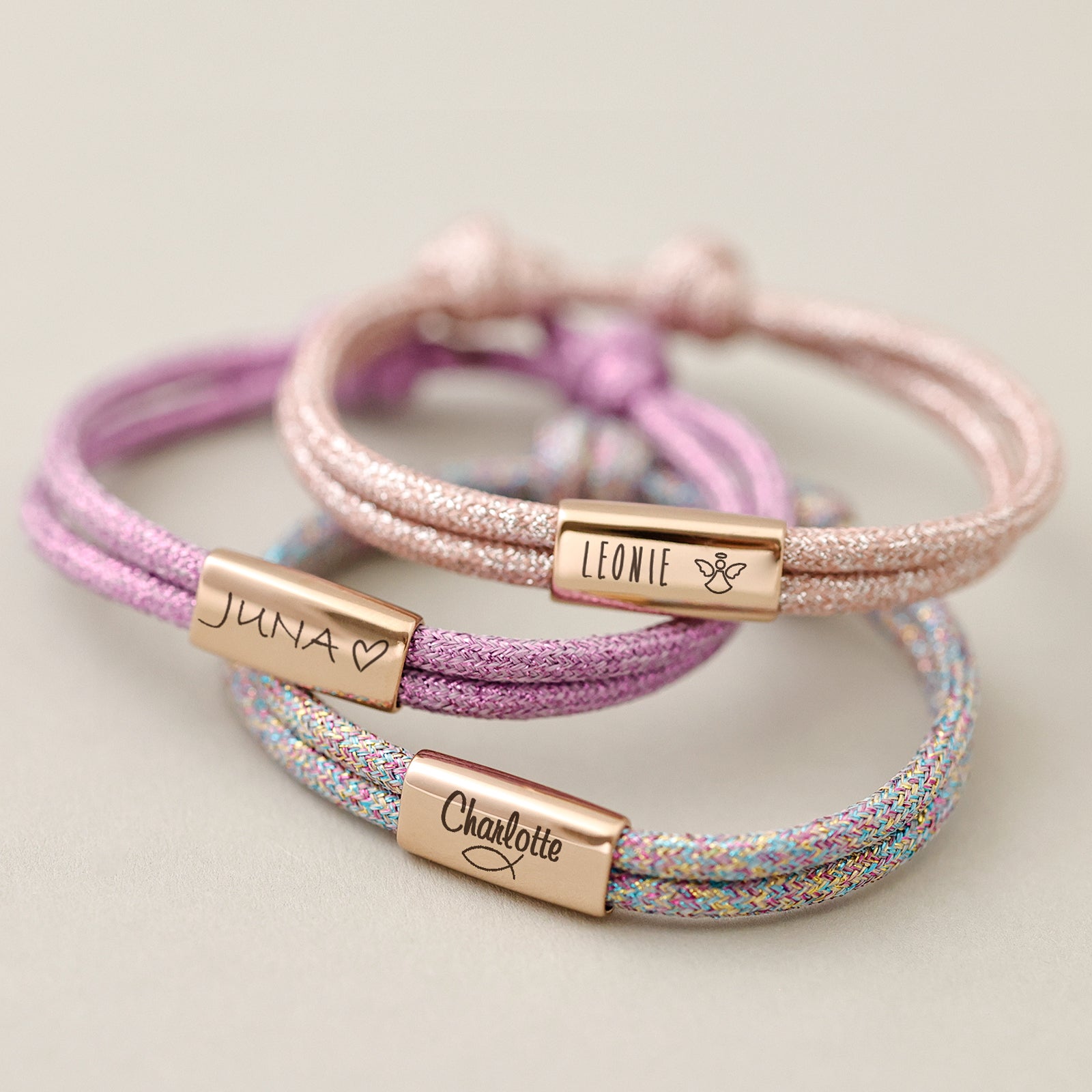 Personalized Girl Glitter Bracelet - Bracelet with Name - Communion Gift - Confirmation Gift - Engraving A209