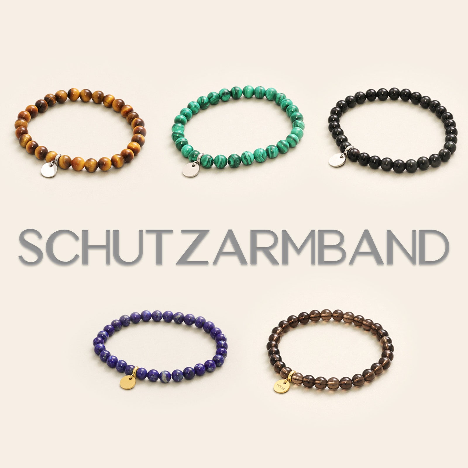 Personalisiertes Schutzarmband aus Naturstein - Energiearmband - Schutz- und Heilungsschmuck - Unisex Armkette - verschiedener Stein - AS006 - VIVIANNASCHMUCK