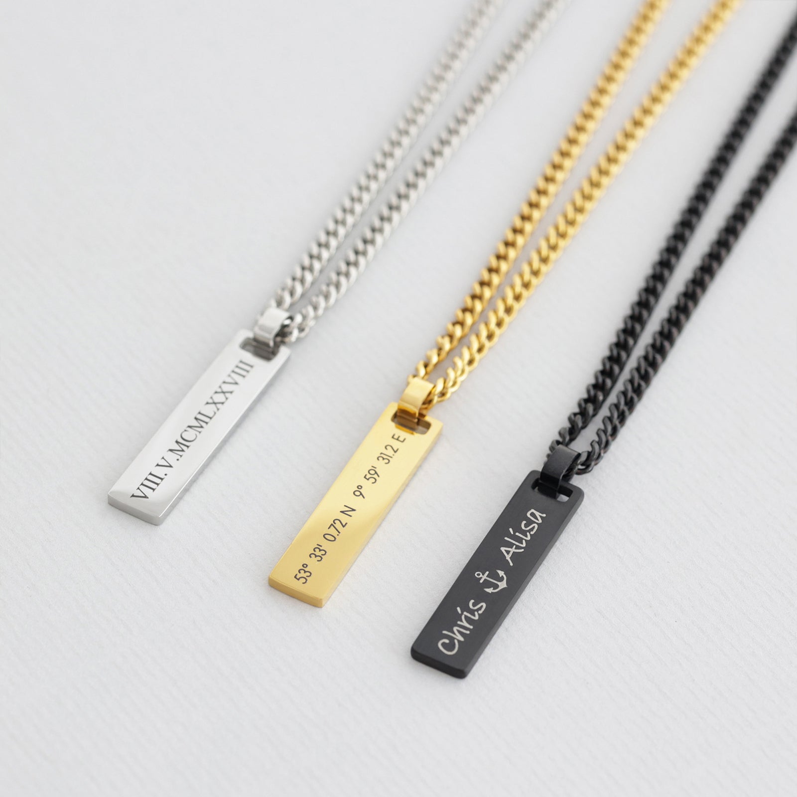 Personalized men's stainless steel necklace