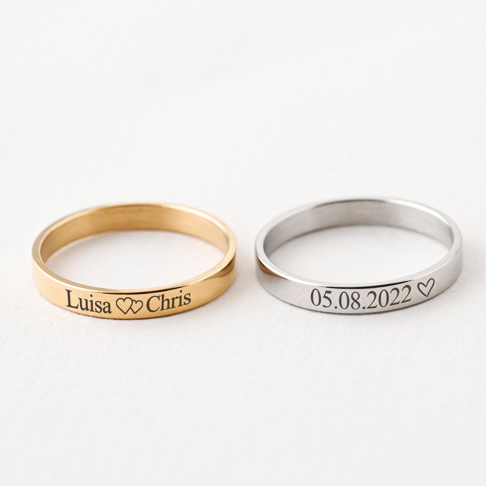 Personalisierter Ring - Namensring mit Gravur - Edelstahlring - Minimalistischer Ring - Stapelring - Ring mit Gravur - Unisex-Ring - R002