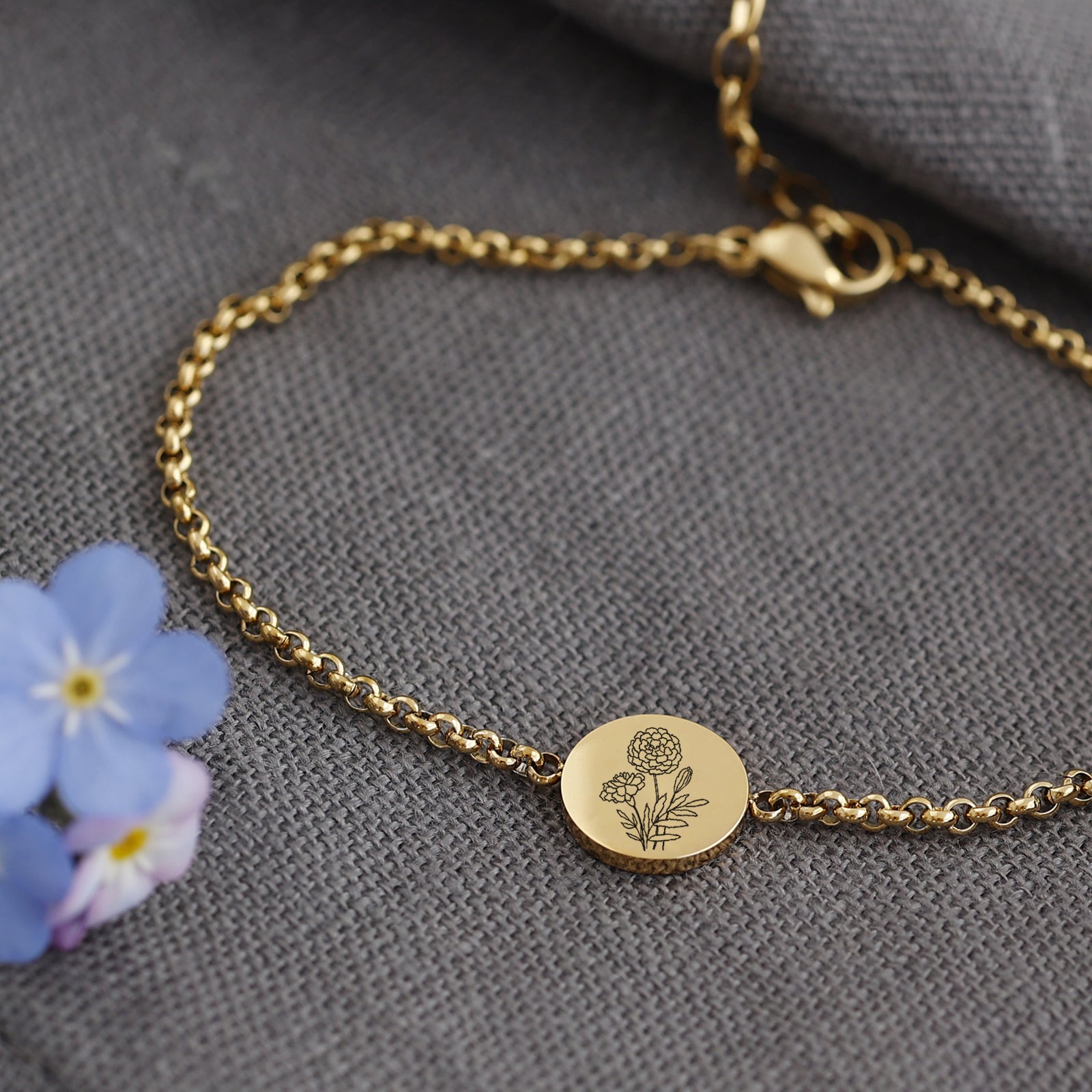 Geburtsblumen Armband -  rund