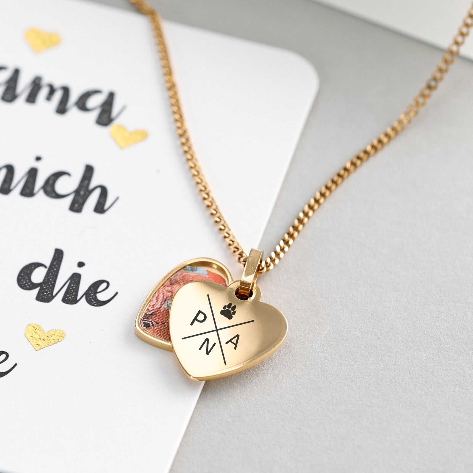 Geschenk für Mama mit Karte - Medaillon Herz Halskette - Herz Medaillon - Personalisierte Kette - Fotomedaillon Kette - Edelstahl - LW002 - VIVIANNASCHMUCK