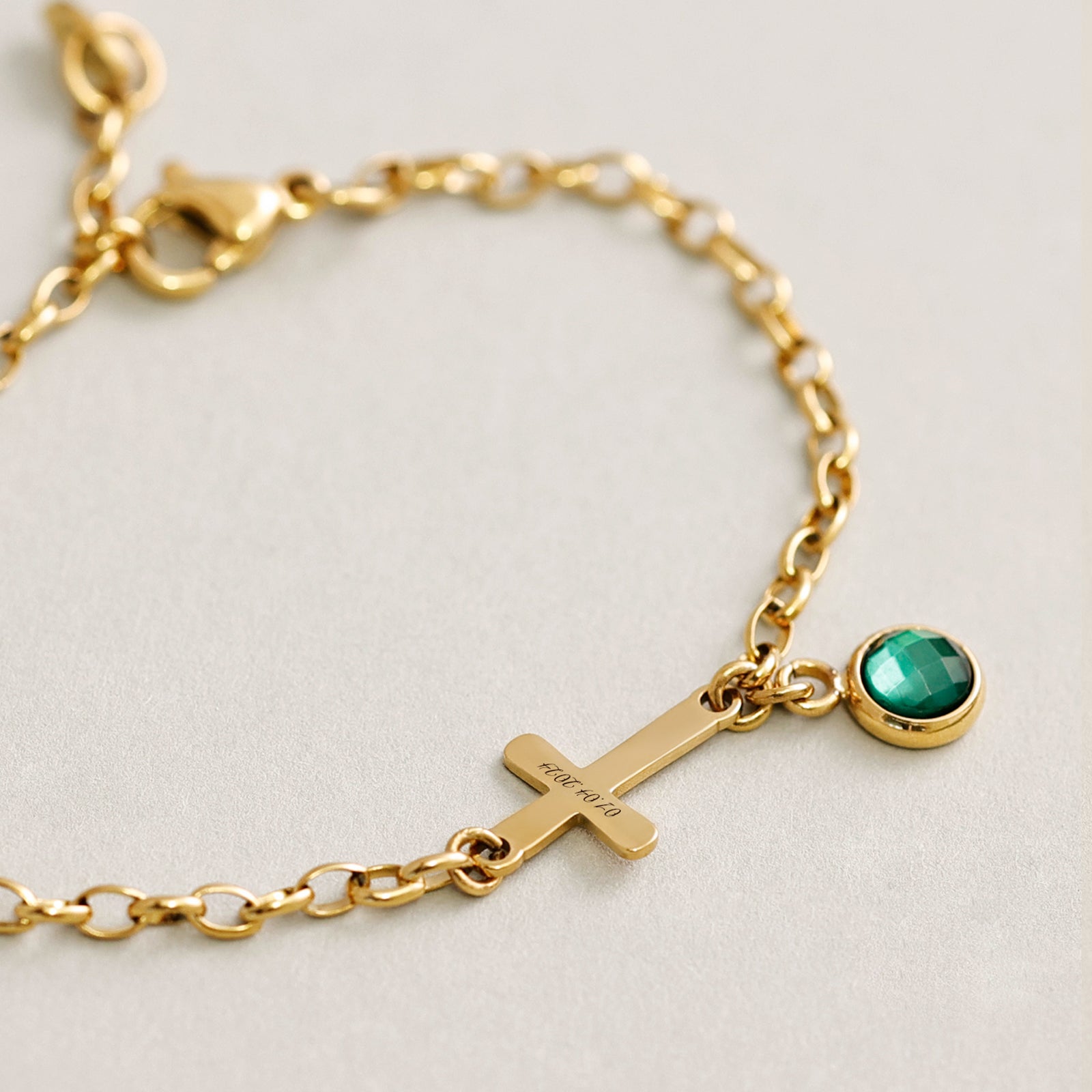 Personalized Cross Bracelet with Birthstone