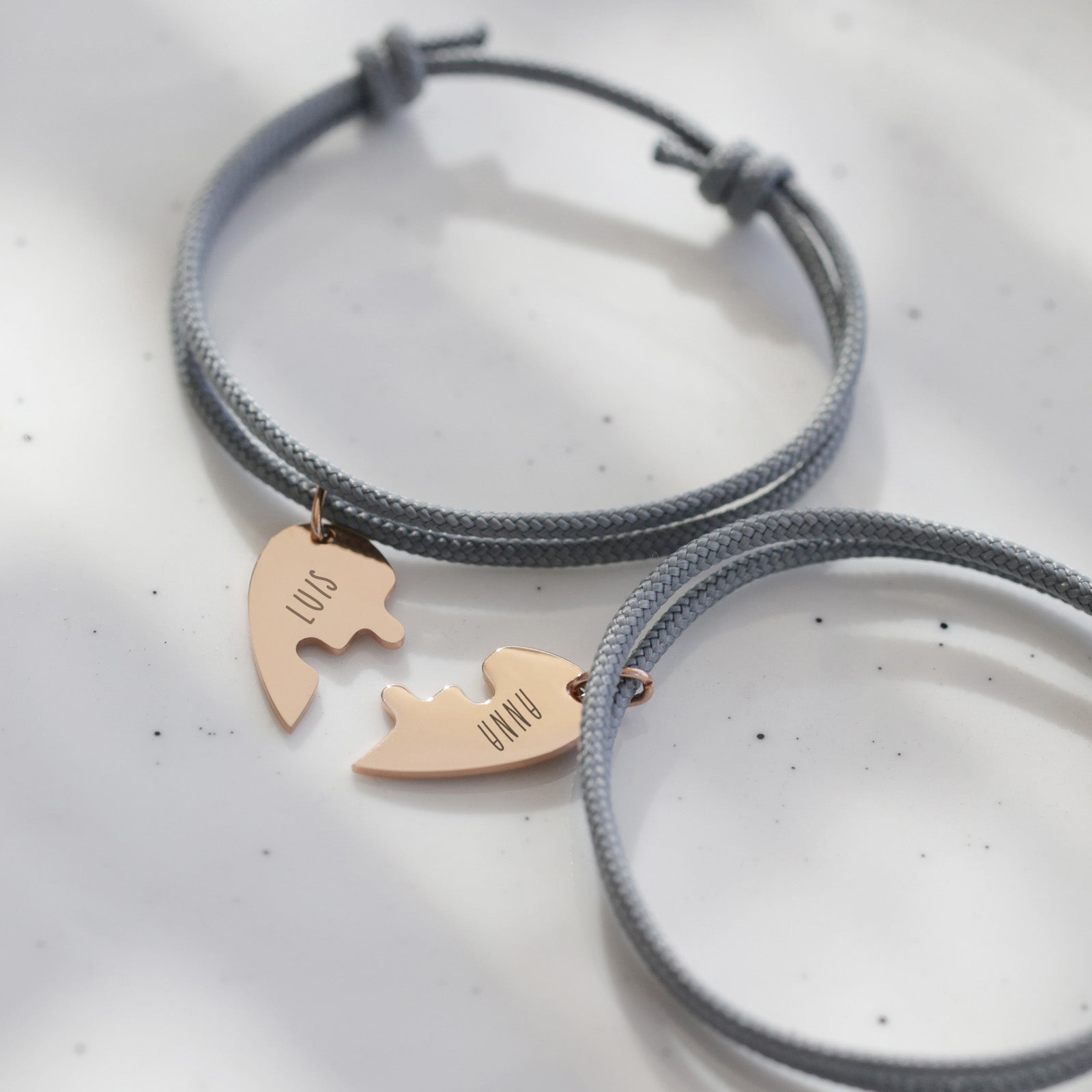 Partnerarmband - Personalisiertes Herz-Puzzle-Armband-Set - Namensarmband - Freundschaftsarmband - Edelstahl-Armband - PA001