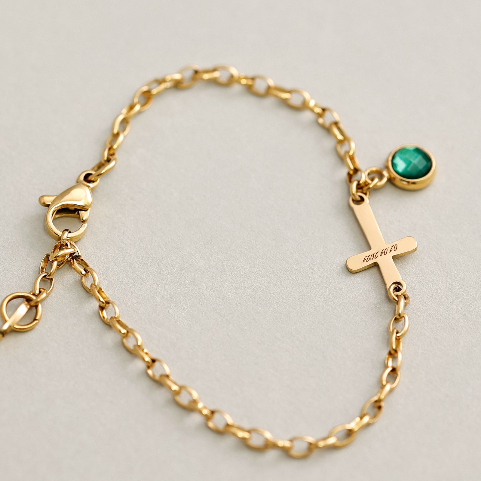 Personalized Cross Bracelet with Birthstone