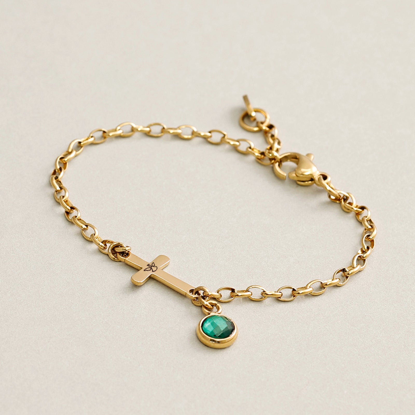 Personalized Cross Bracelet with Birthstone