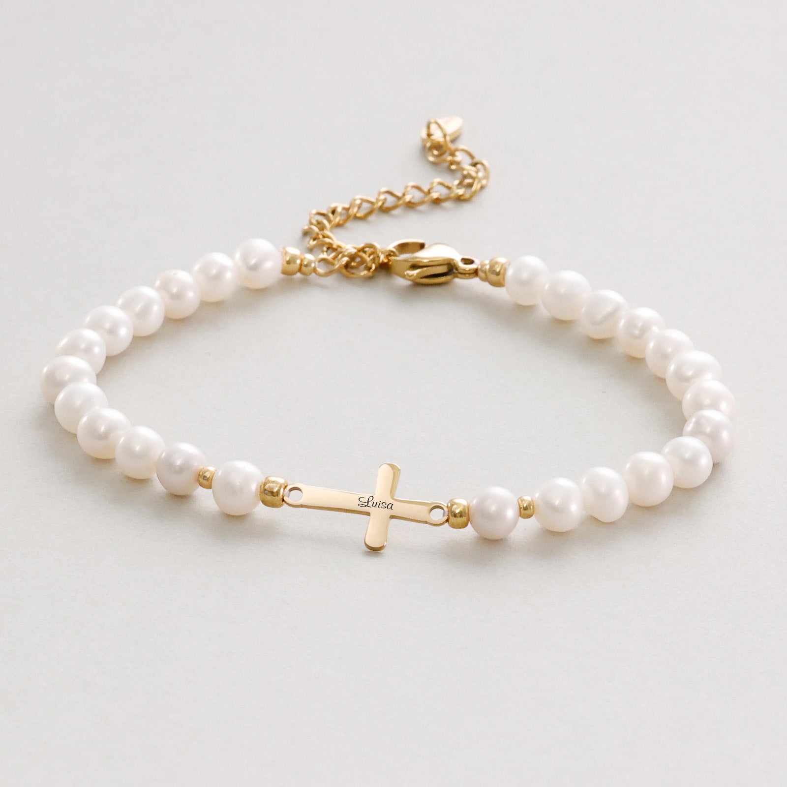 Freshwater Pearl Cross Bracelet - Confirmation Gift with Card