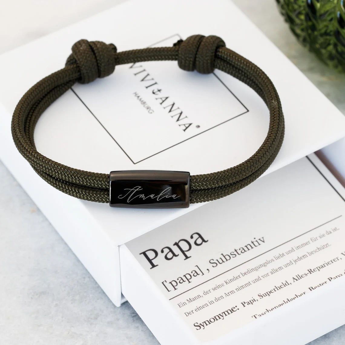 Papa Armband Geschenkset - Personalisiertes Segeltau Armband - VIVIANNASCHMUCK